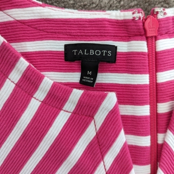 TALBOTS Pink & White Striped Dress Ladies Size Medium - Picture 3 of 12